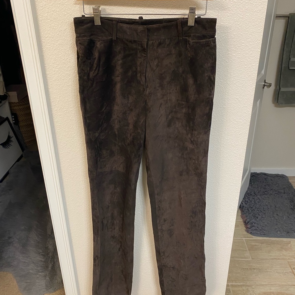 Calvin Klein Women’s Dark Brown Suede Pants, 32” inseam